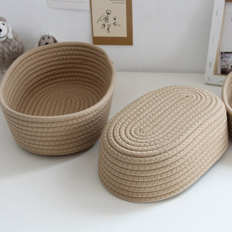 Small Baskets, Cotton Rope Woven Basket, Cute Mini Tiny Storage Baskets,  Decorative Boho Basket for Nursery Living Room Bedroom Montessori Shelf