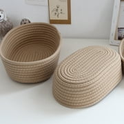 Small Woven Baskets, Empty Tiny Storage Baskets, Mini Cotton Rope Baskets, Oval Decorative Hampers, Storage Bins for Toys, Empty Gift Basket for Baby Nursery