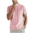 thumbnail image 3 of BXINGOHAI Men's Henley Short Sleeve Shirt Cotton Linen Lightweight 3 Button Tops Vintage Casual Summer Shirt Soft Fashion Pink,L, 3 of 7