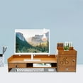 thumbnail image 4 of TFCFL Desktop Monitor Stand Riser Wood Color Computer Monitor Stand with Storage Drawers, 4 of 15