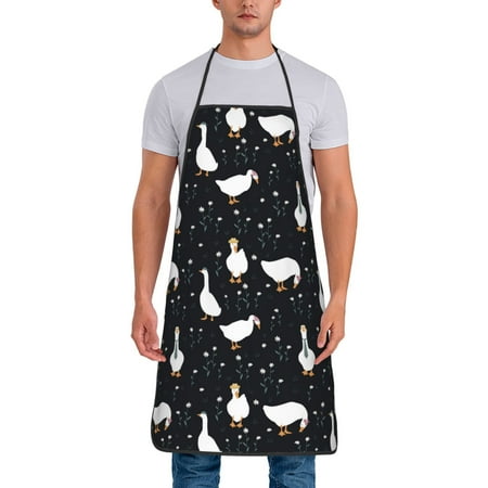 

Jgfou Fashionable Goose Print Anti-fouling Apron for Men Women Waterproof Oil-Proof Kitchen Apron with Adjustable Straps Pocket and No-Pill No-Fade Fabric