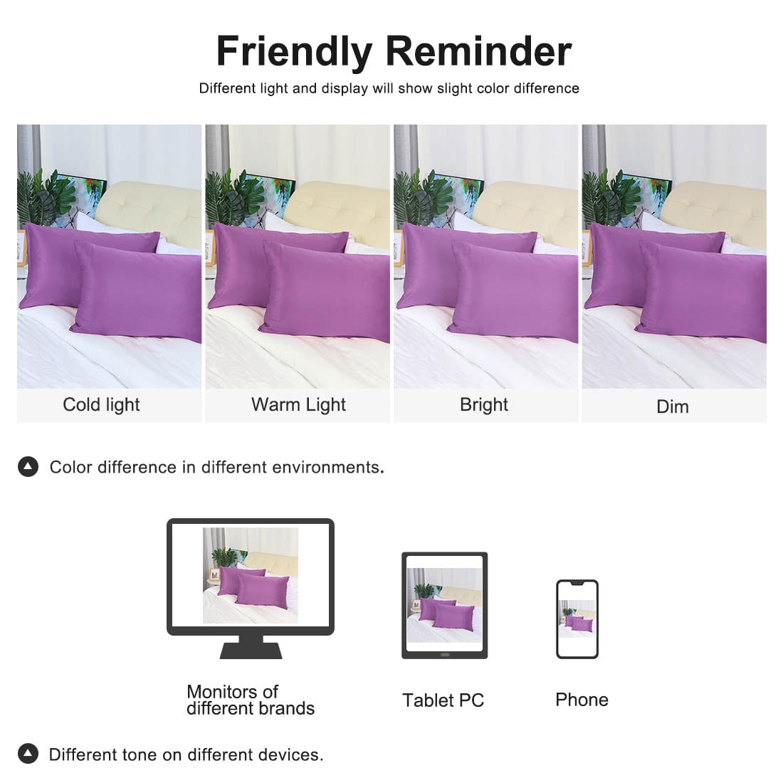 Unique Bargains 6 Pack Satin Pillowcase with Zipper, Queen, Purple