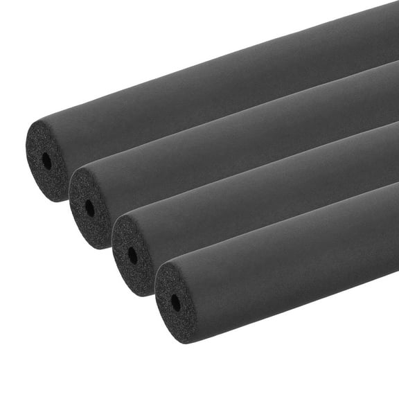 Uxcell 1/4" (6mm) ID x 1.3Ft x 0.51" Pipe Insulation Foam Tube, 4Pcs Pipe Cover Wrap Roll Bar Tubing for Handle Grip HVAC Air Conditioner Units, Black
