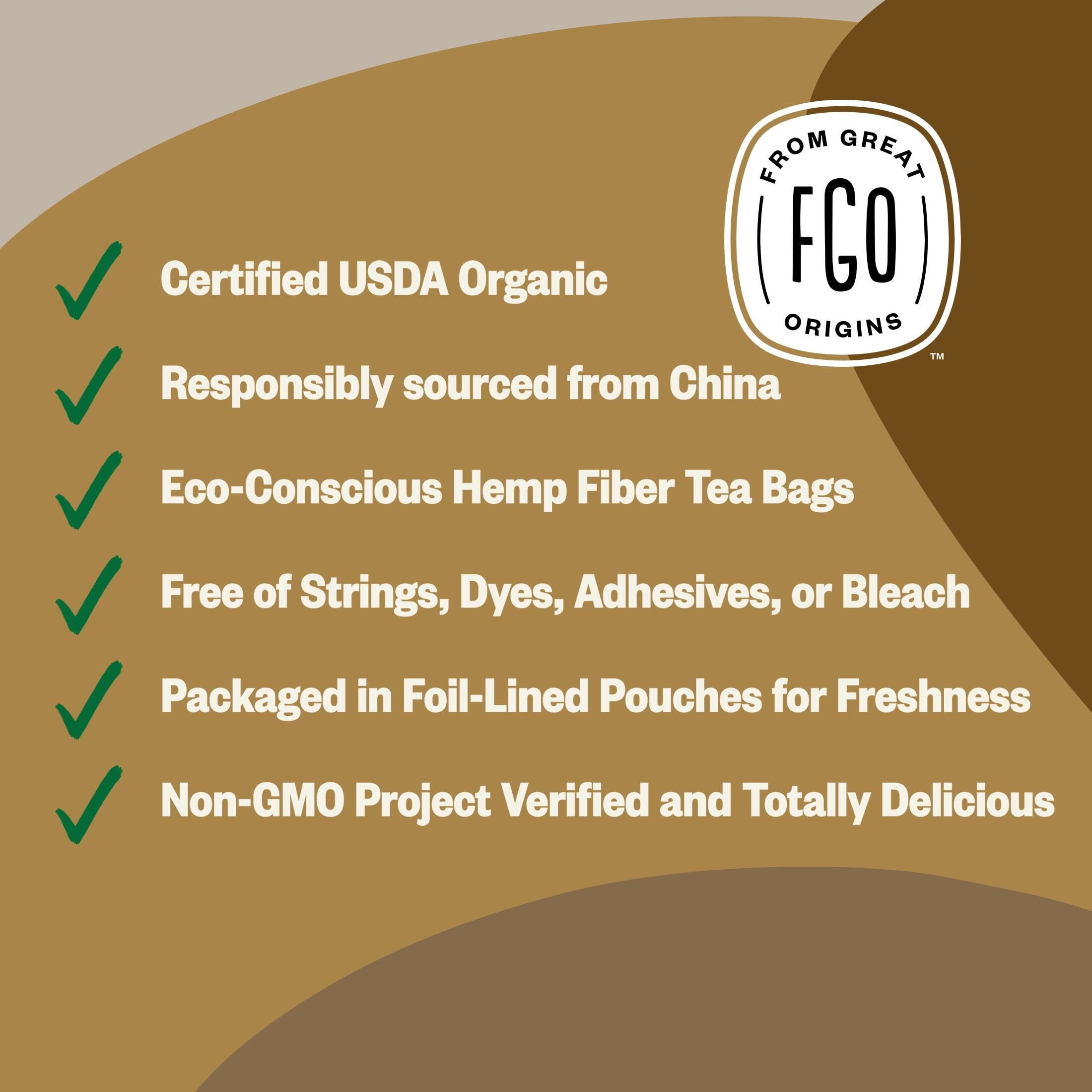 FGO Pu'erh Tea, Organic, Eco-Conscious Tea Bags (100 Count)