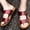 Wine, variant on Men's Leather Platform Orthotic Slides Sandals Open Toe Arch Support Hollow Slip On Slippers Summer Lightweight Slip Soft Bottom Casual Walking Beach Sandals
