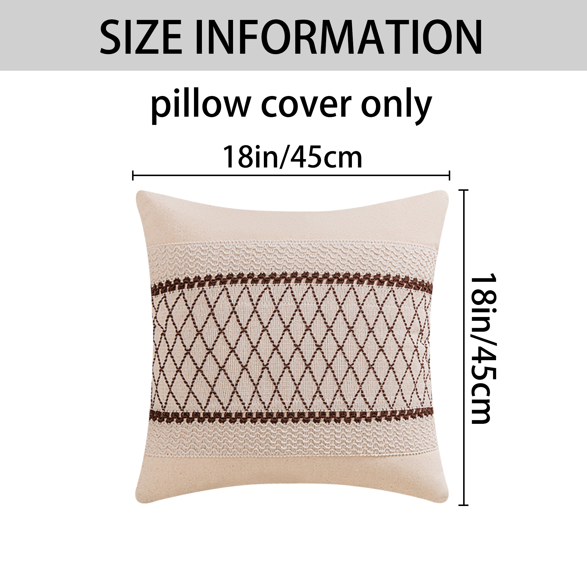 Unique Bargains Geometry Weave Patchwork Pillow Covers Set of 2 Brown 18" x 18"