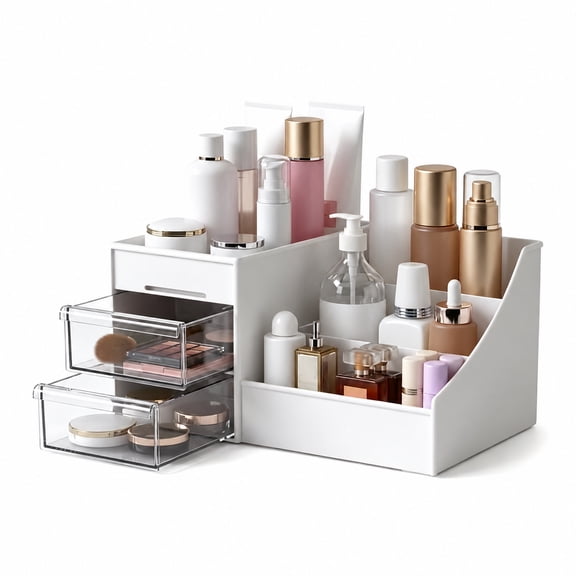 Makeup Organizer with Drawers, Skincare Storage Box for Vanity and Bathroom Countertop