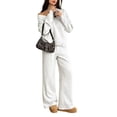 thumbnail image 3 of VV AVEORS Casual Fall Winter Two Piece Sets For Women 2026 V Neck Sweatshirt Loose Wide Leg Pants Tracksuit Knit Outfits Light Gray 2XL, 3 of 7