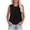 A407 Black, variant on Linen Tank Top for Women Round Neck Sleeveless Fashion Pleated Drape Design Solid Color Lightweight Breathable Casual Summer Blouse