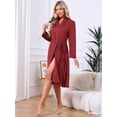 thumbnail image 3 of DARING DIVA Long Sleeve V-neck Kimono Midi Loungewear Bathrobe S Wine Red, 3 of 6