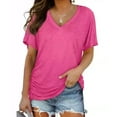 thumbnail image 1 of Womens Short Sleeve V Neck Dolman Tops with Side Shirring Loose Fit Shirts, 1 of 2