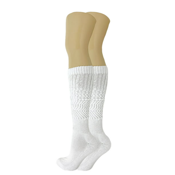 White Slouch Socks for Women All Cotton 3 Pair Shoe Size 5-10 - Walmart.com