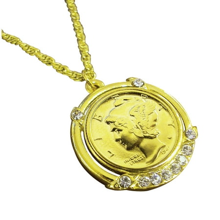 Gold-Layered Silver Mercury Dime Pendant