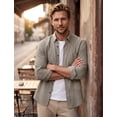 thumbnail image 6 of Mens Solid Oxford Shirt Long Sleeve Dress Shirt Work Casual Button Down Shirts with Pocket Gray XL, 6 of 9
