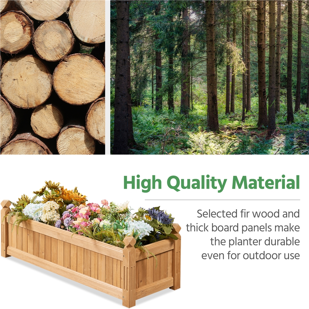 Renwick Set of 2 Wooden Raised Garden Bed for Yard Patio Greenhouse Light Brown