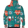 thumbnail image 7 of Lsque Medical Elements Pattern Casual Men's Hoodie,Hooded Sweatshirt with Kangaroo Pocket,Pullover Hoodie-Small, 7 of 7