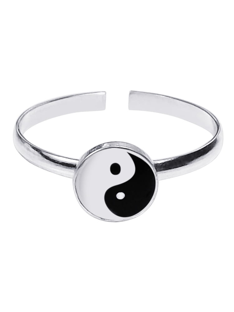 Cute Yin Yang Balance .925 Sterling Silver Toe Ring or Pinky Ring