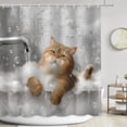 thumbnail image 2 of Funny Cat Shower Curtains for Bathroom, Cute Cat Cartoon Animals Bathtub Bathroom Decor, Waterproof Polyester Fabric Shower Curtain with Hooks 72x72 Inch, 2 of 8