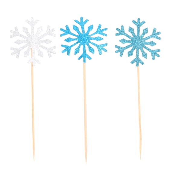 BESTOYARD 30PCS Durable Assorted Snowflake Shaped Cake Toppers Paper Cake Decoration for Party Use