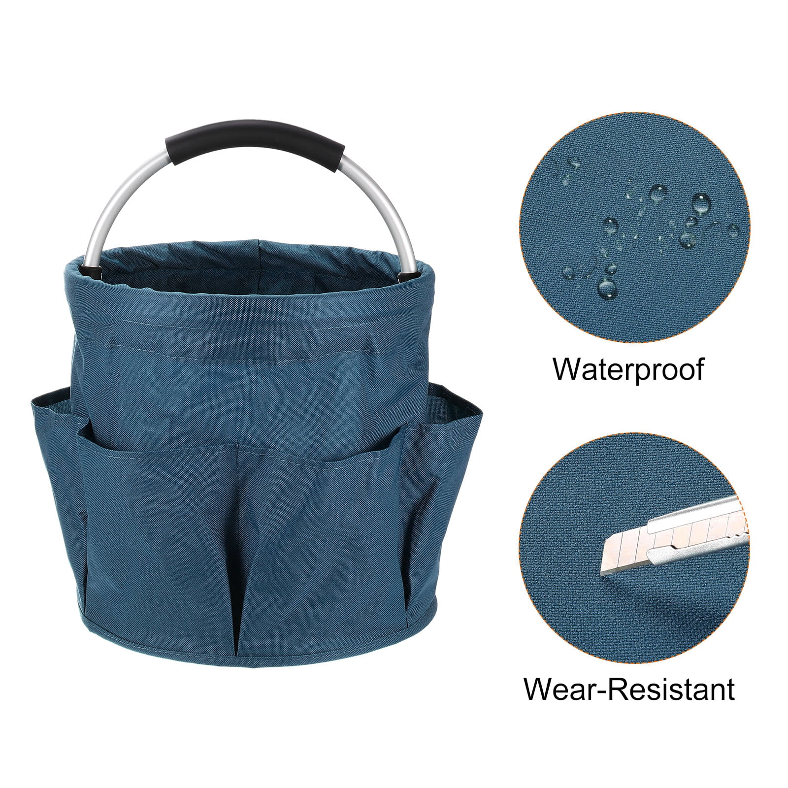 Uxcell 2pcs Garden Tool Bag 280mm x 280mm Oxford with Pockets Garden Tote Bag, Navy Blue