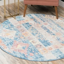 Unique Loom Basilica Collection Area Rug (3' 3" Round Blue/Beige)