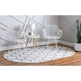 thumbnail image 2 of Unique Loom 3151556 7 ft. 10 in. x 10 ft. Rounded Trellis Frieze Oval Rug, Ivory, 2 of 5