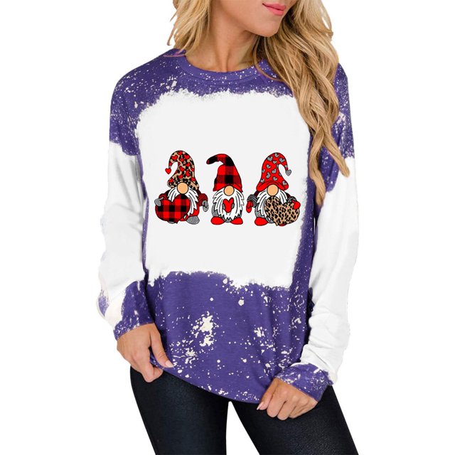 Tops Navideños Para Mujer, Blusas de Manga Larga, Camiseta de Cuello Redondo A La Moda, Estampado de Otoño Suelto Odeerbi ODB192871