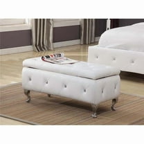 IN Room Furniture Designs 18" Faux Leather Upholstered Bench in White