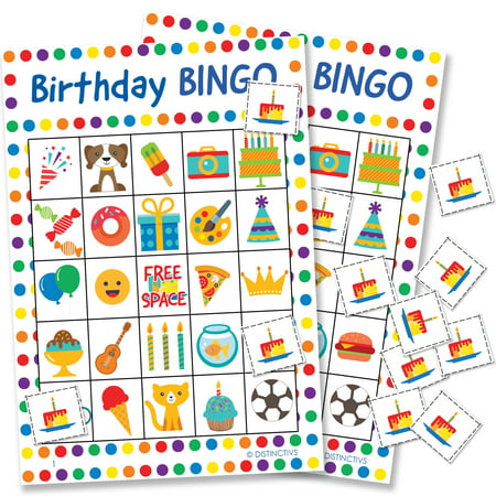Birthday Bingo Game for Kids, 24 Players