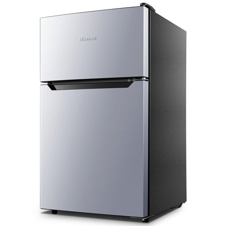 Hisense 3.2 Cu Ft Two Door Mini Fridge w, Freezer RT32D6ASE, Stainless