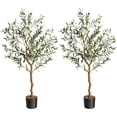thumbnail image 1 of Two-pack of 425ft (51in) de altura artificial olive trees made of faux silk - perfect para home, oficina, y sala de estar decor con natural wood trunk y lifelike fruits, 1 of 7