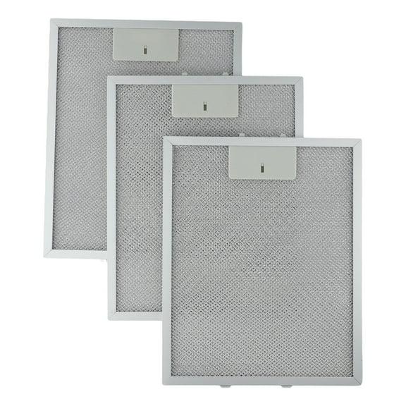 KDJ 3-Pack Aluminum Cooker Hood Filters Metal Mesh Extractor Vent Filter 310x250x9mm 5-Layer Grease Filtration Range Hood Replacement Easy Install for Air Circulation Odor Removal