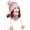 Pink, variant on Women Winter Beanie Hat Peruvian Circle Scarf Set Ski Ear Flaps Caps Dual Layered Fleece Lined Pompoms