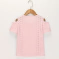 thumbnail image 5 of Gamivast Eyelet Tops for Girls 2025 Summer Trendy Cold Shoulder Eyelet Tops Sexy Hollow Out Short Sleeve T Shirts Loose Casual Vacation Tunic Tees Pink 6-8 Camiseta De Para Niños Clearance, 5 of 8