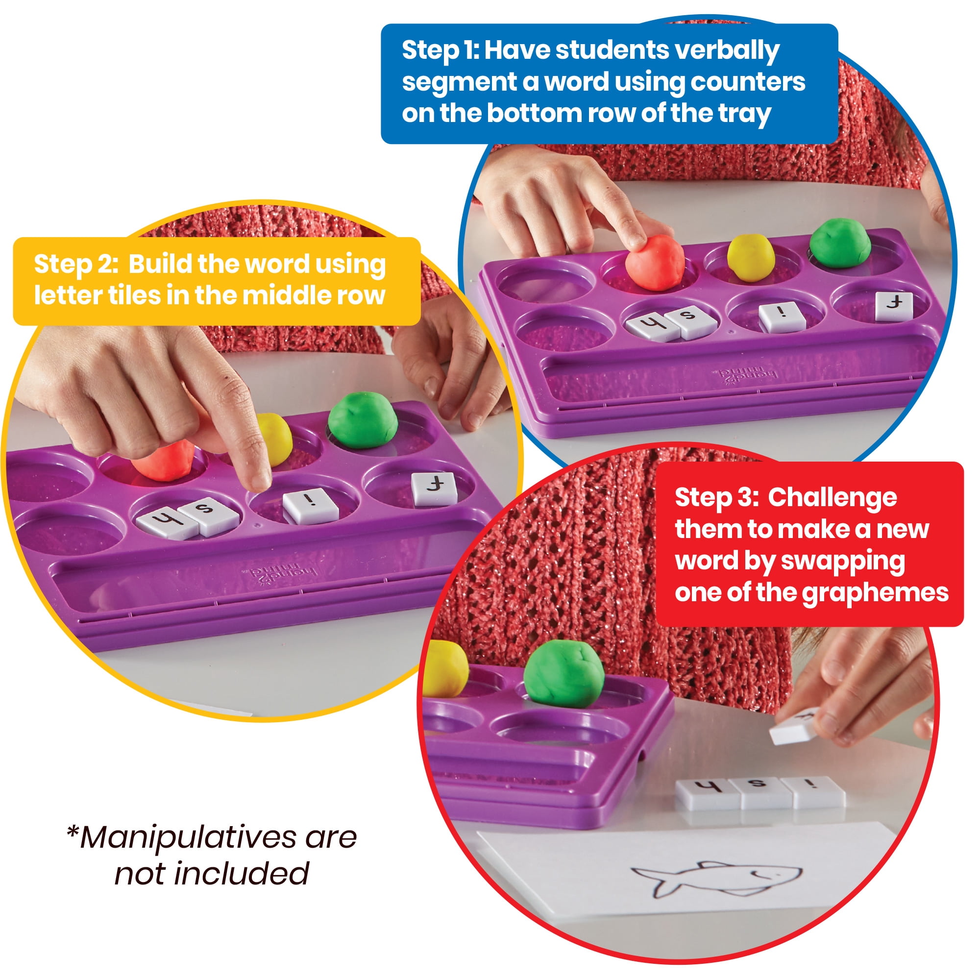 hand2mind Little Minds at Work™ Sound Segmenting Trays by Tara West (Set of 6)