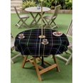 thumbnail image 4 of Outdoor Tablecloths with Umbrella Hole & Zipper, Black Geometric Round Tablecloths 60 Inch, Vintage Grid Plaid Colorful Lines Waterproof Table Cloth, Patio/Pool/Picnic Table Covers, 4 of 8