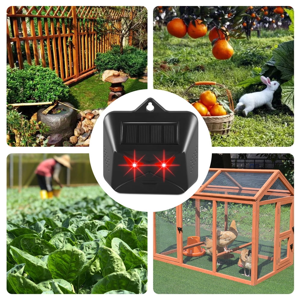 JINYI 4 Pack Solar Animal Repeller Outdoor with Red LED Lights Humane Repulsion Owl, Bird etc