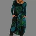 thumbnail image 1 of Robe Décontractée à Col Rond Imprimé Style Ethnique Longue Jupe Manches Longues Ample, 1 of 5