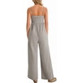 thumbnail image 3 of Spaghetti Strap Summer Women Sleeveless Solid High Waist Wide Leg Jumpsuit, 3 of 6