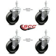 thumbnail image 2 of 4 Inch Phenolic Wheel Swivel 3/8 Inch Threaded Stem Caster Set Service Caster, 2 of 2