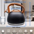 thumbnail image 2 of Tetera Foedo Stovetop de acero inoxidable, 3,2 L, silbante, color negro, 2 of 7