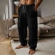 thumbnail image 1 of Ceisia Men's Lightweight Cotton Linen Pants Elastic Waist Drawstring Baggy With Four Large Pockets Pj Casual Black L Gift, 1 of 9