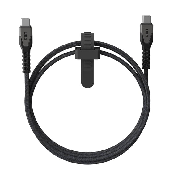 UAG Rugged Kelvar Core USB-C to USB-C Cable 5ft/1.5m 60W Power Delivery PD Reinforced Fast Charging Cable for iPhone 17/16/15, MacBook, iPad Pro, Samsung Galaxy S25/S24/S23, Black/Gray