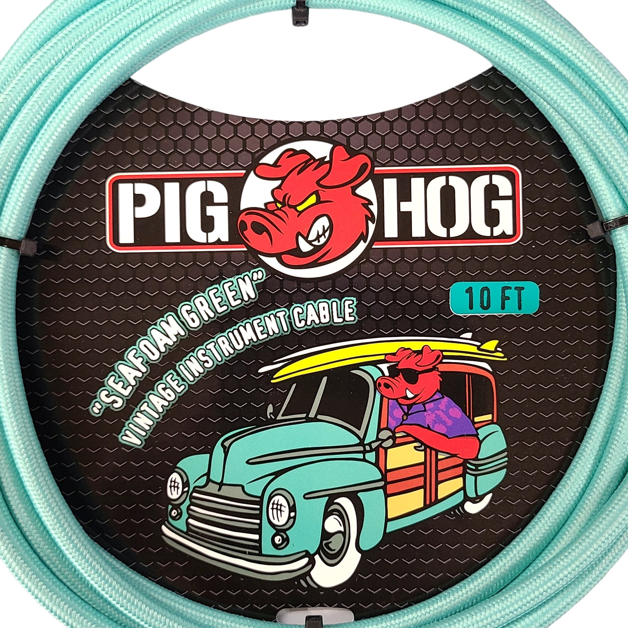 Pig Hog 10FT Right Seafoam Green Instrument Cable