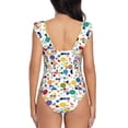 thumbnail image 6 of Yiaed Colorful Spots Print Women's Ruffled One Piece Swimsuit V Neck Swimwear Slimming Monokini for Woman-X-Large, 6 of 8