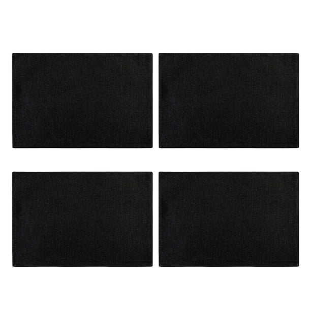 Manteles individuales Matsuzay 4 piezas de lino lavables antideslizantes color negro