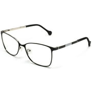 Tango Optics Metal Optical Eyeglasses Frame Luxe Reading Stainless Steel Dorothy Johnson Black For Prescription Lens -