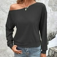 thumbnail image 2 of Pompotops Haut d'Automne Décontracté pour Femmes Couleur Unie Col Asymétrique Blouses Manches Longues Haut Manches Longues Col Asymétrique Blouses en Solde, 2 of 7