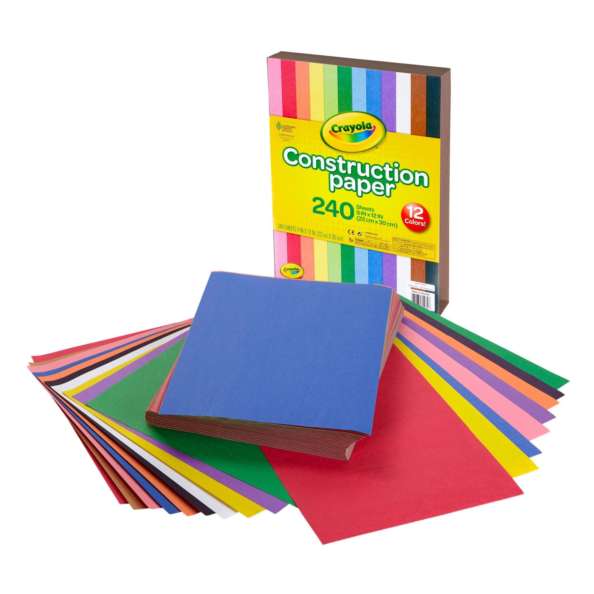 Crayola Construction Paper, 240 Pages, Valentines Party Supplies, 10 Colors, Craft Paper