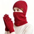 thumbnail image 4 of SYMOID Windproof Winter Beanie Hat, Neck Gaiter & Touchscreen Gloves Set, 100% Wool Fleece Lined, Unisex 3-Piece, Red,Size Free Size, 4 of 4